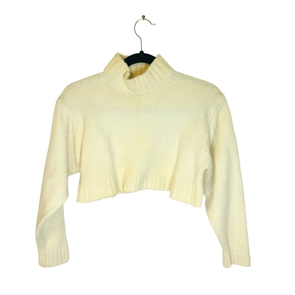 ARITZIA Wilfred Cream Cropped Sweater Merino Wool Size Small - Picture 5 of 9